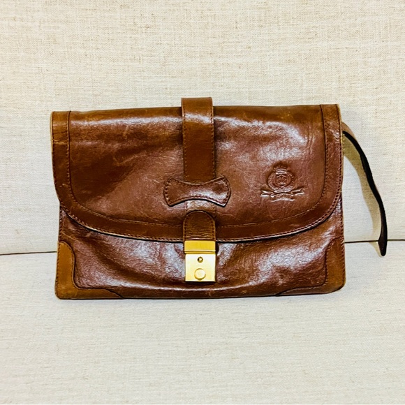 Mancini Arizona Travel Leather Clutch Wristlet - Picture 1 of 10